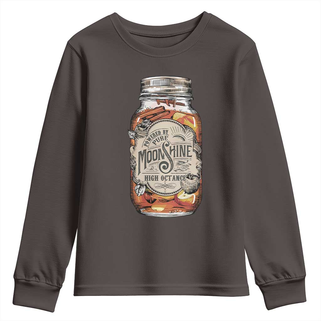 Drinking Powered By Pure Moonshine Youth Sweatshirt TS09 Dark Chocolate Print Your Wear
