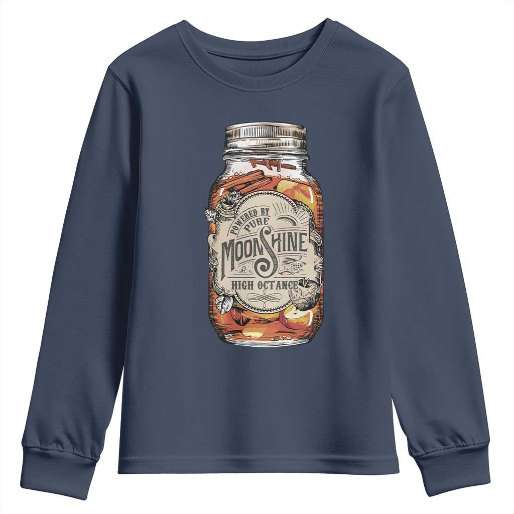 Drinking Powered By Pure Moonshine Youth Sweatshirt TS09 Navy Print Your Wear