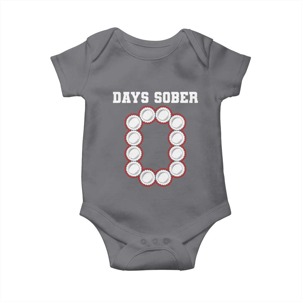 Funny Drinking Baby Onesie 0 Days Sober TS09 Charcoal Print Your Wear