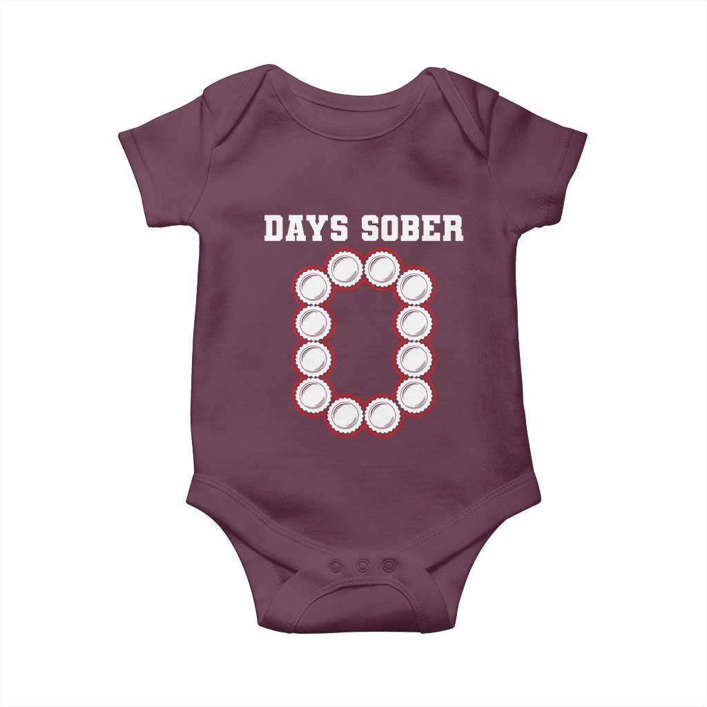 Funny Drinking Baby Onesie 0 Days Sober TS09 Maroon Print Your Wear