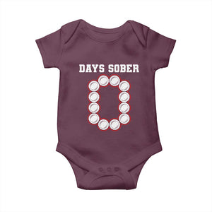 Funny Drinking Baby Onesie 0 Days Sober TS09 Maroon Print Your Wear