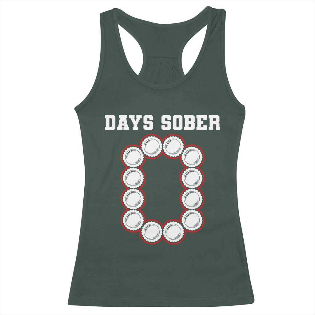 Funny Drinking Racerback Tank Top 0 Days Sober TS09 Dark Forest Green Print Your Wear