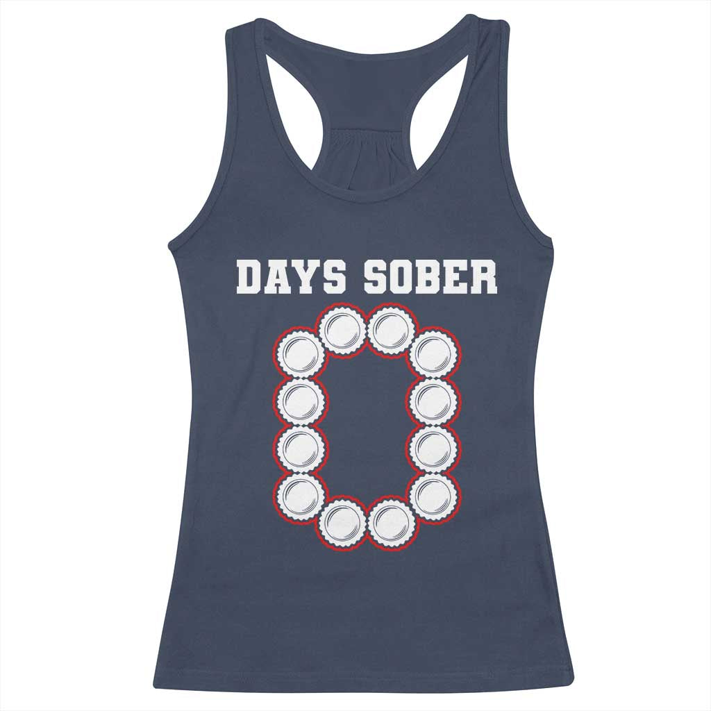 Funny Drinking Racerback Tank Top 0 Days Sober TS09 Navy Print Your Wear
