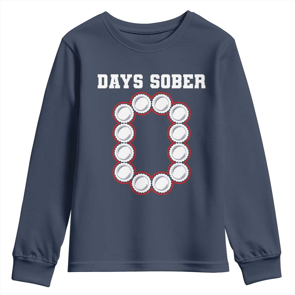 Funny Drinking Youth Sweatshirt 0 Days Sober TS09 Navy Print Your Wear