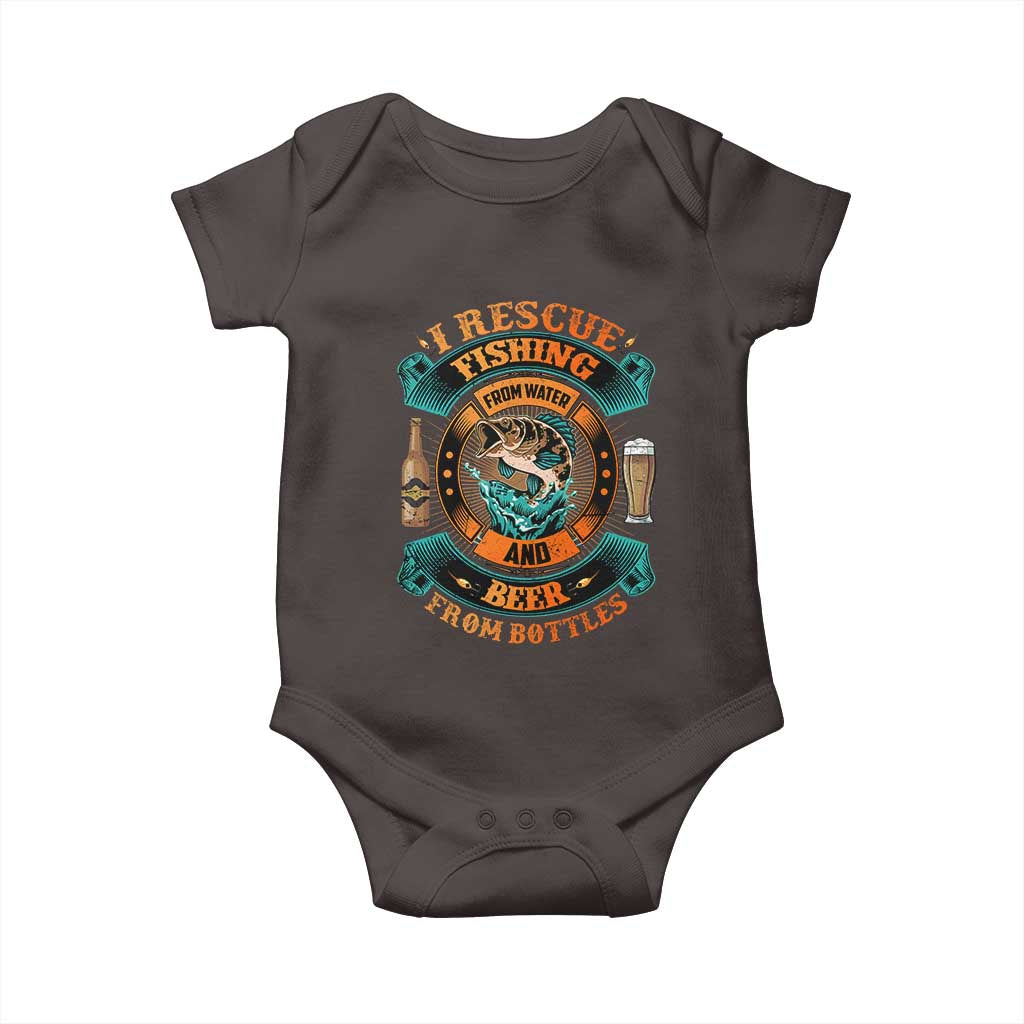 Funny Fishing Drinking Baby Onesie I Rescue Fish From Water And Beer From Bottles TS09 Dark Chocolate Print Your Wear