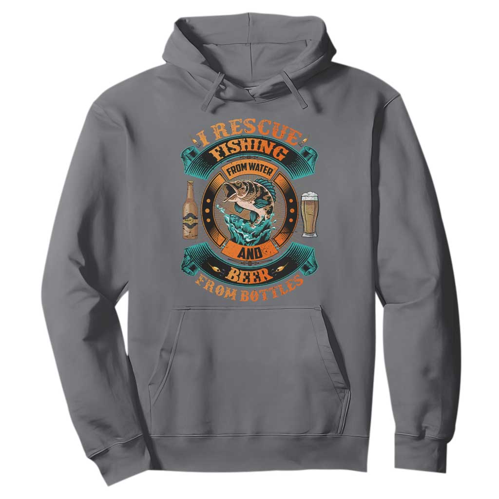 Funny Fishing Drinking Hoodie I Rescue Fish From Water And Beer From Bottles TS09 Charcoal Print Your Wear