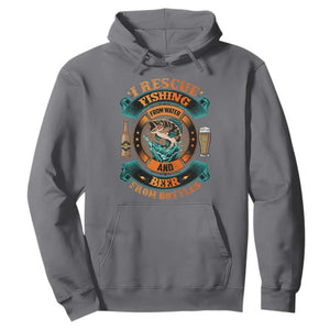 Funny Fishing Drinking Hoodie I Rescue Fish From Water And Beer From Bottles TS09 Charcoal Print Your Wear