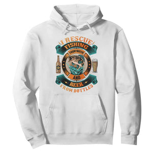 Funny Fishing Drinking Hoodie I Rescue Fish From Water And Beer From Bottles TS09 White Print Your Wear