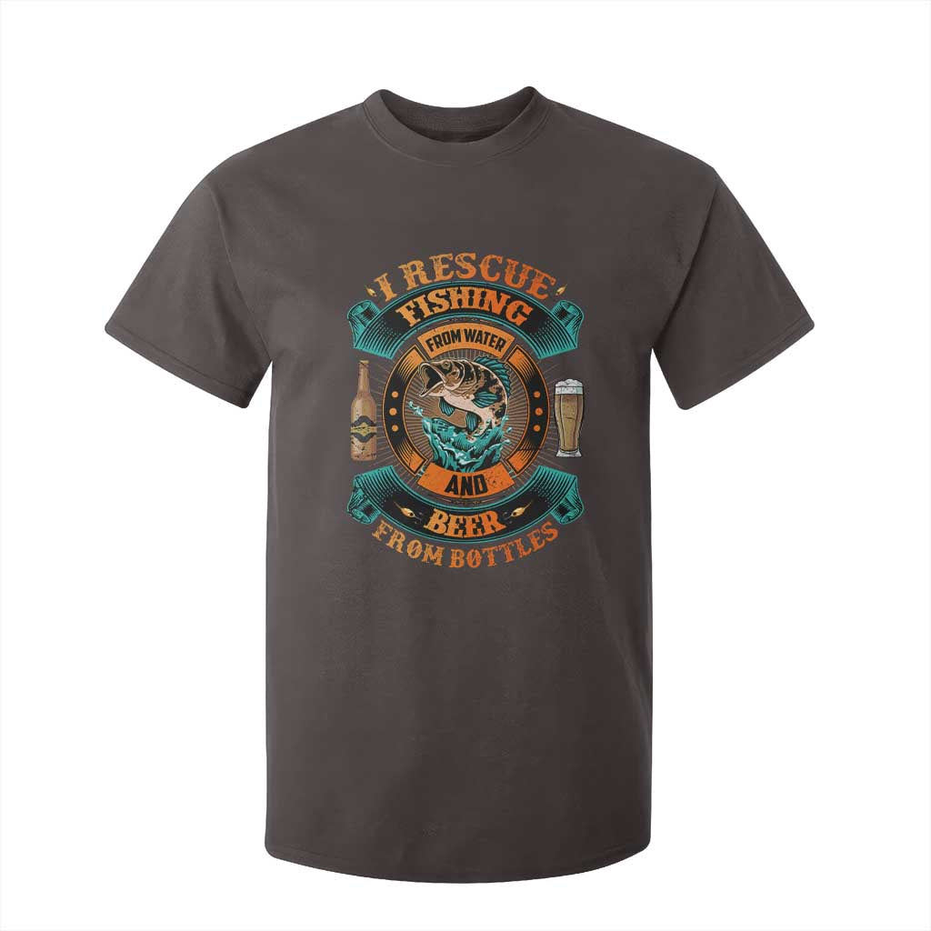 Funny Fishing Drinking T Shirt For Kid I Rescue Fish From Water And Beer From Bottles TS09 Dark Chocolate Print Your Wear