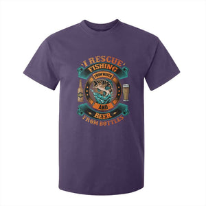 Funny Fishing Drinking T Shirt For Kid I Rescue Fish From Water And Beer From Bottles TS09 Purple Print Your Wear