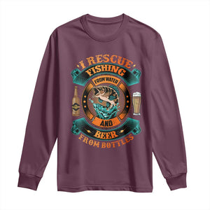 Funny Fishing Drinking Long Sleeve Shirt I Rescue Fish From Water And Beer From Bottles TS09 Maroon Print Your Wear