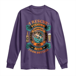 Funny Fishing Drinking Long Sleeve Shirt I Rescue Fish From Water And Beer From Bottles TS09 Purple Print Your Wear