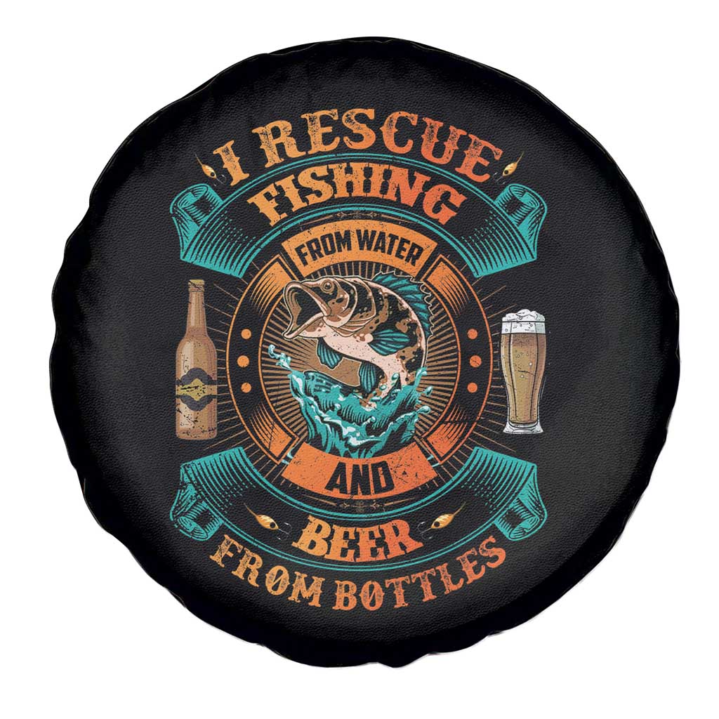 Funny Fishing Drinking Spare Tire Cover I Rescue Fish From Water And Beer From Bottles TS09 Print Your Wear