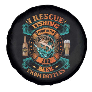 Funny Fishing Drinking Spare Tire Cover I Rescue Fish From Water And Beer From Bottles TS09 Print Your Wear