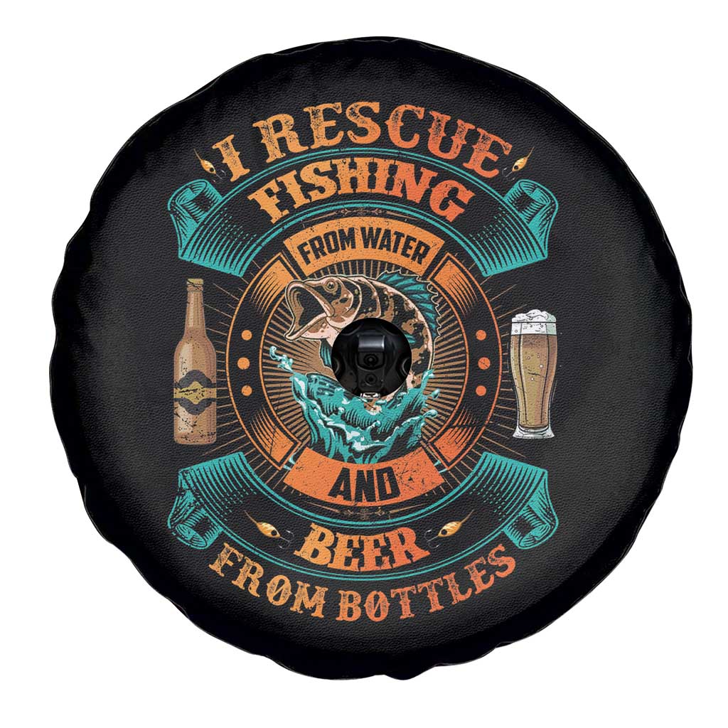 Funny Fishing Drinking Spare Tire Cover I Rescue Fish From Water And Beer From Bottles TS09 Print Your Wear