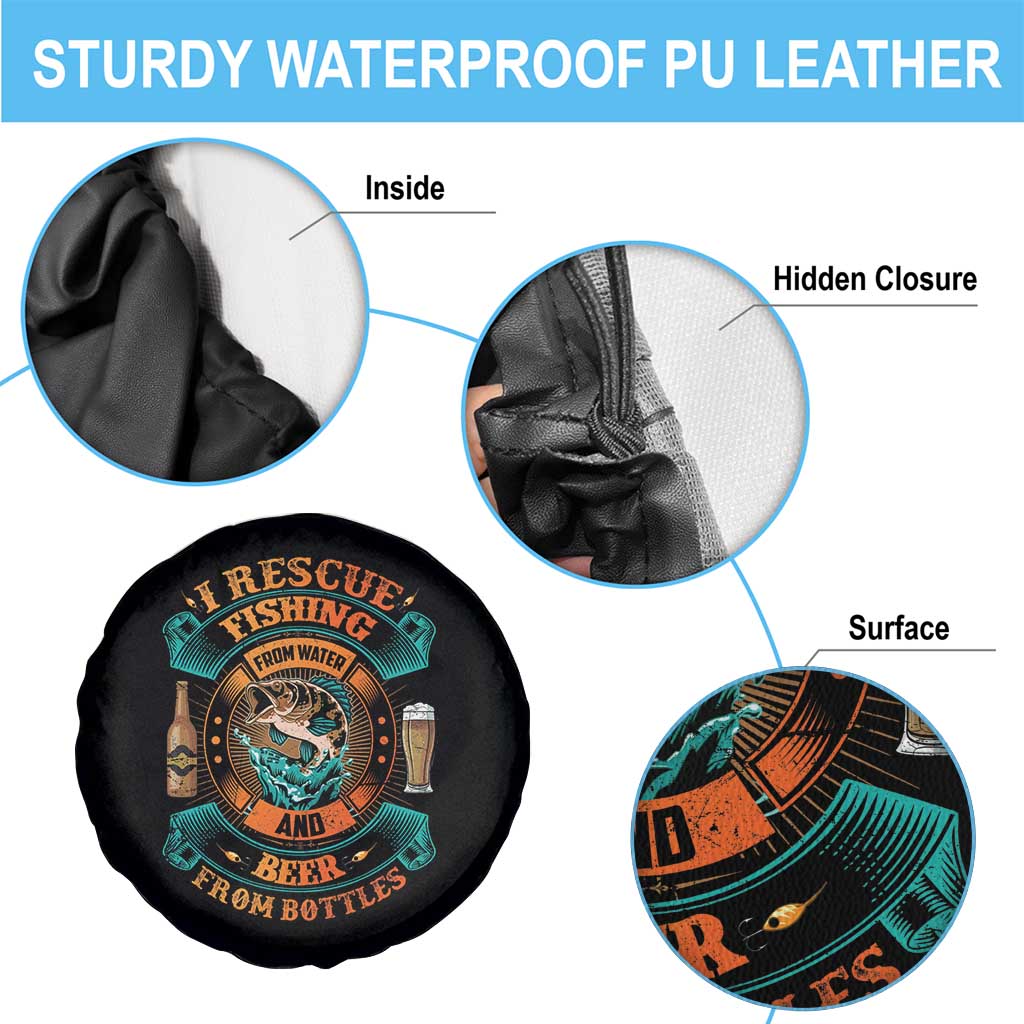 Funny Fishing Drinking Spare Tire Cover I Rescue Fish From Water And Beer From Bottles TS09 Print Your Wear