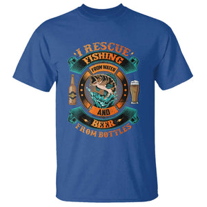 Funny Fishing Drinking T Shirt I Rescue Fish From Water And Beer From Bottles TS09 Royal Blue Print Your Wear