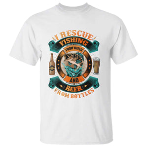 Funny Fishing Drinking T Shirt I Rescue Fish From Water And Beer From Bottles TS09 White Print Your Wear