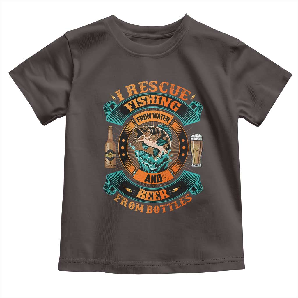 Funny Fishing Drinking Toddler T Shirt I Rescue Fish From Water And Beer From Bottles TS09 Dark Chocolate Print Your Wear