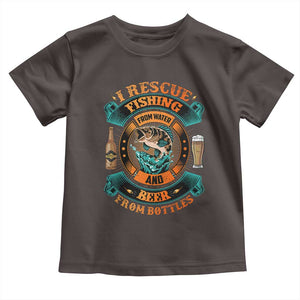 Funny Fishing Drinking Toddler T Shirt I Rescue Fish From Water And Beer From Bottles TS09 Dark Chocolate Print Your Wear