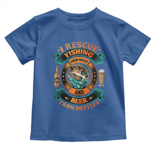Funny Fishing Drinking Toddler T Shirt I Rescue Fish From Water And Beer From Bottles TS09 Royal Blue Print Your Wear