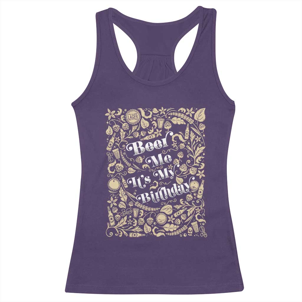 Funny Drinking Racerback Tank Top Beer Me It's My Birthday TS09 Purple Print Your Wear