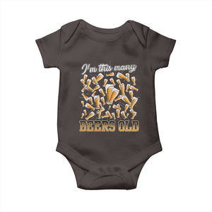 Funny Beer Lover 50th Birthday Baby Onesie I'm This Many Beers Old TS09 Dark Chocolate Print Your Wear