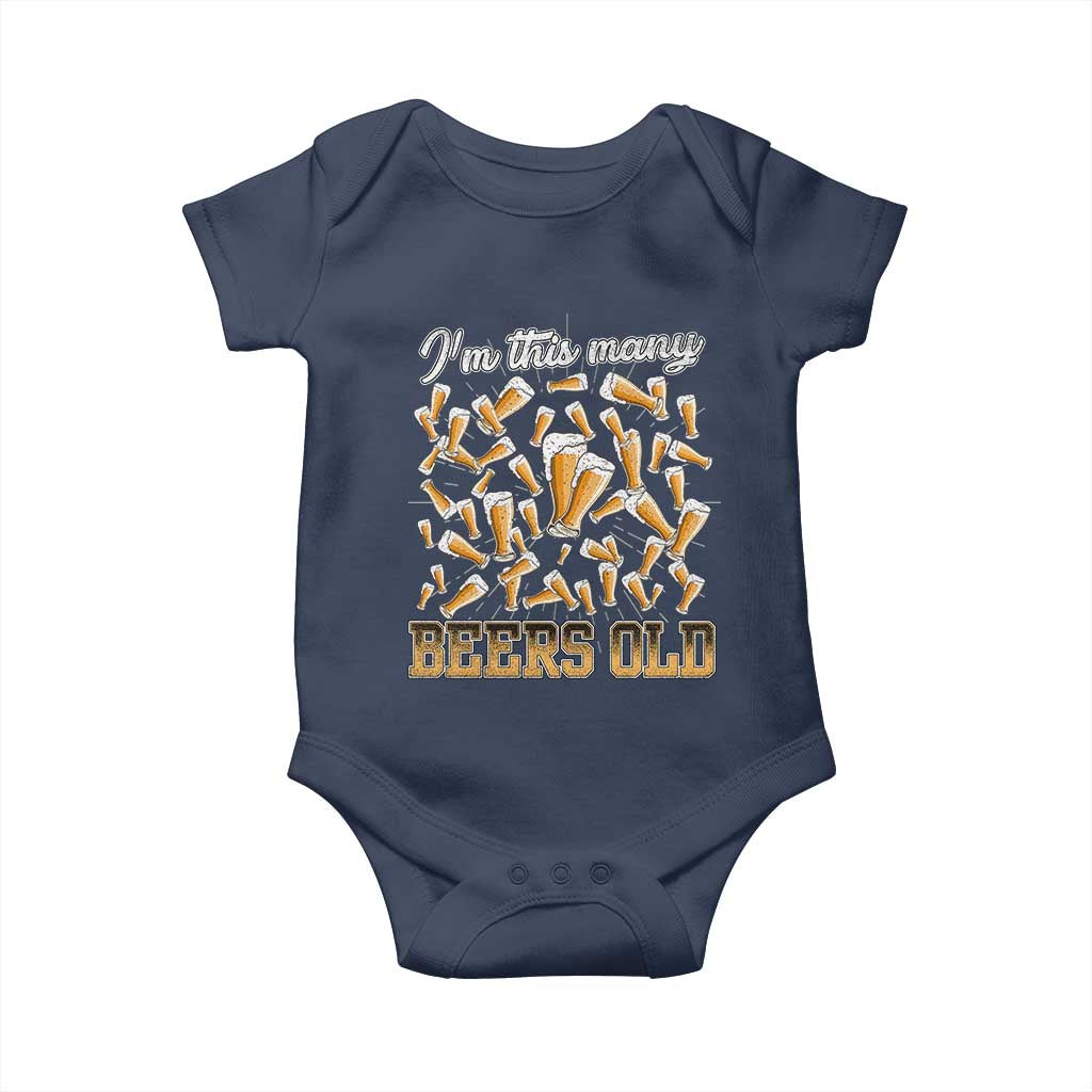 Funny Beer Lover 50th Birthday Baby Onesie I'm This Many Beers Old TS09 Navy Print Your Wear