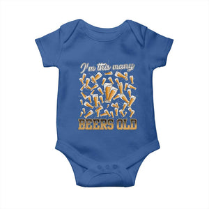 Funny Beer Lover 50th Birthday Baby Onesie I'm This Many Beers Old TS09 Royal Blue Print Your Wear