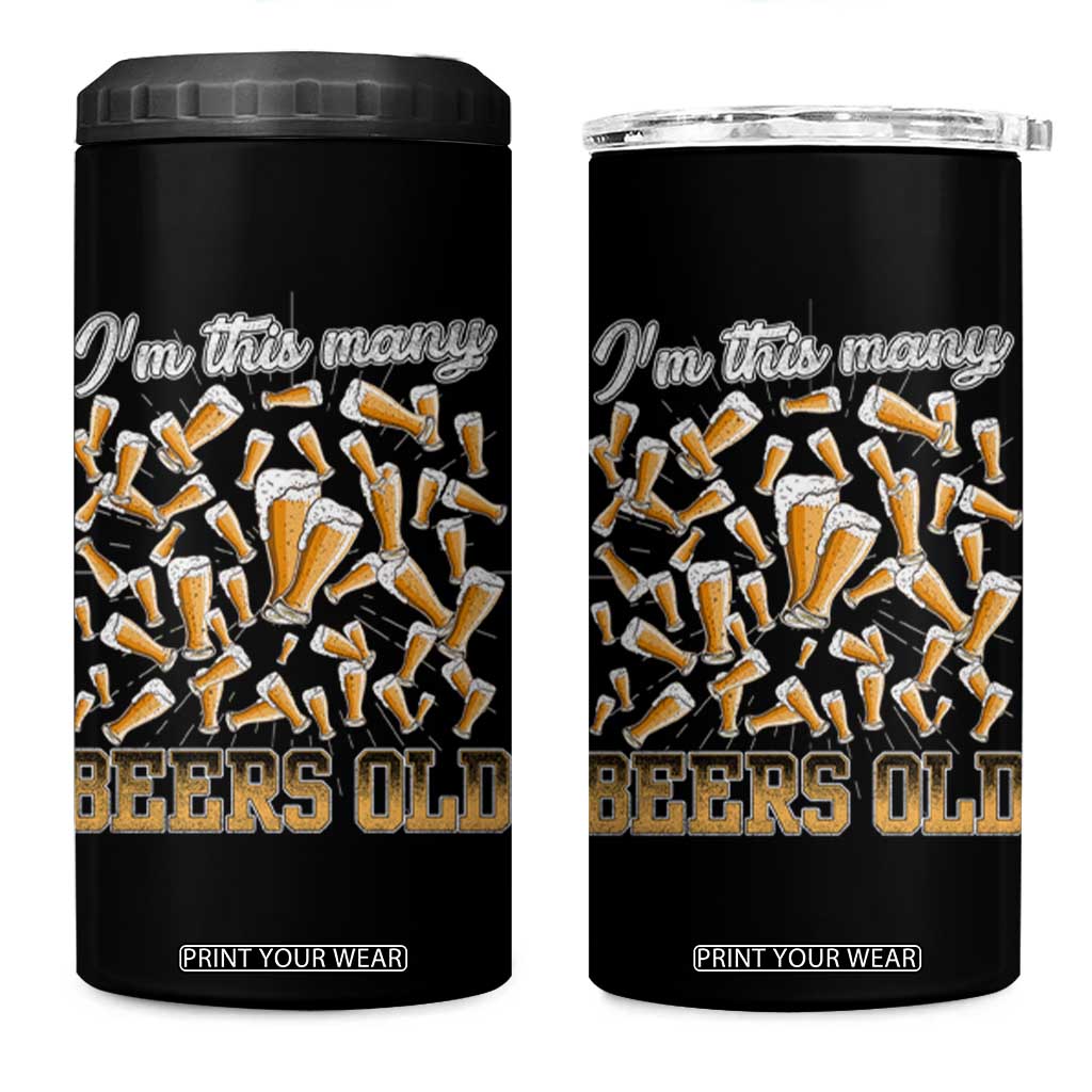 Funny Beer Lover 50th Birthday 4 in 1 Can Cooler Tumbler I'm This Many Beers Old TS09 One Size: 16 oz Black Print Your Wear