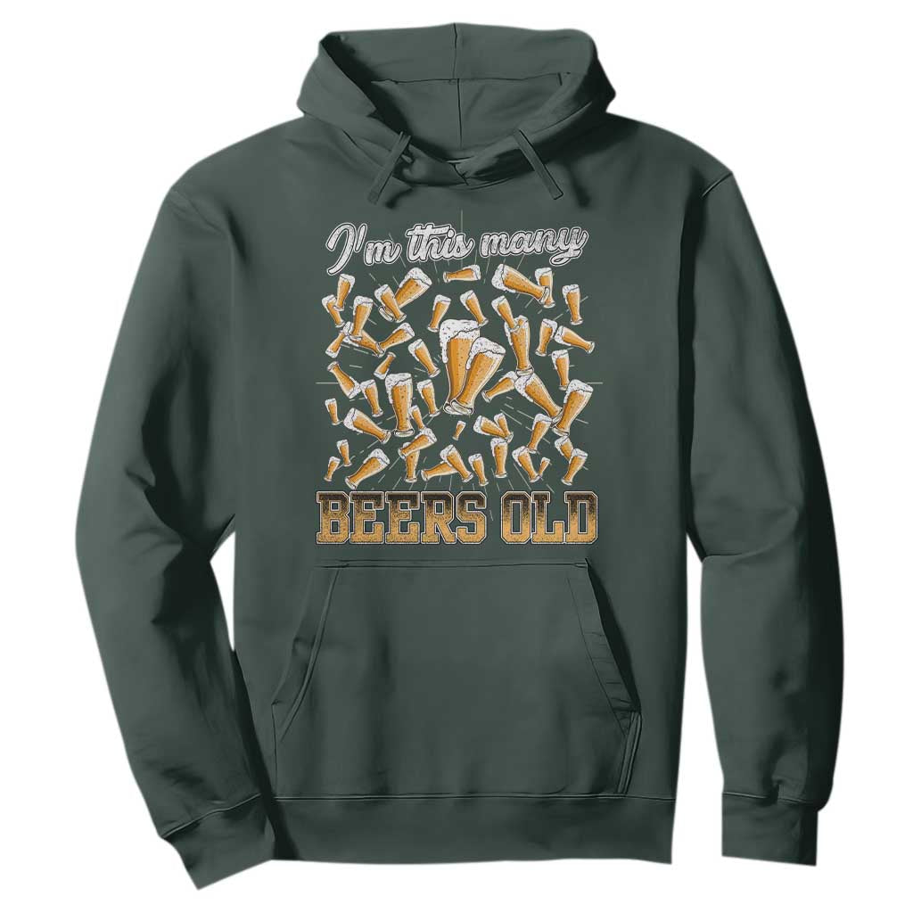 Funny Beer Lover 50th Birthday Hoodie I'm This Many Beers Old TS09 Dark Forest Green Print Your Wear