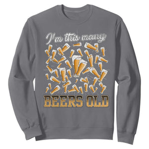 Funny Beer Lover 50th Birthday Sweatshirt I'm This Many Beers Old TS09 Charcoal Print Your Wear