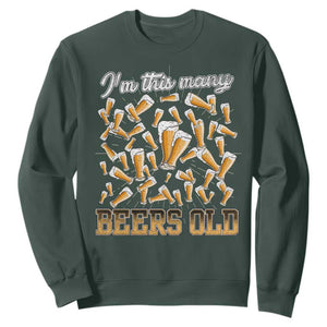 Funny Beer Lover 50th Birthday Sweatshirt I'm This Many Beers Old TS09 Dark Forest Green Print Your Wear