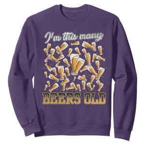 Funny Beer Lover 50th Birthday Sweatshirt I'm This Many Beers Old TS09 Purple Print Your Wear