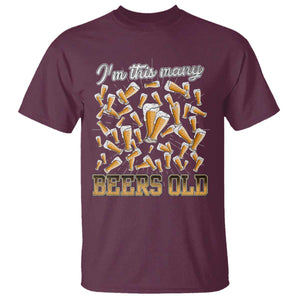 Funny Beer Lover 50th Birthday T Shirt I'm This Many Beers Old TS09 Maroon Print Your Wear