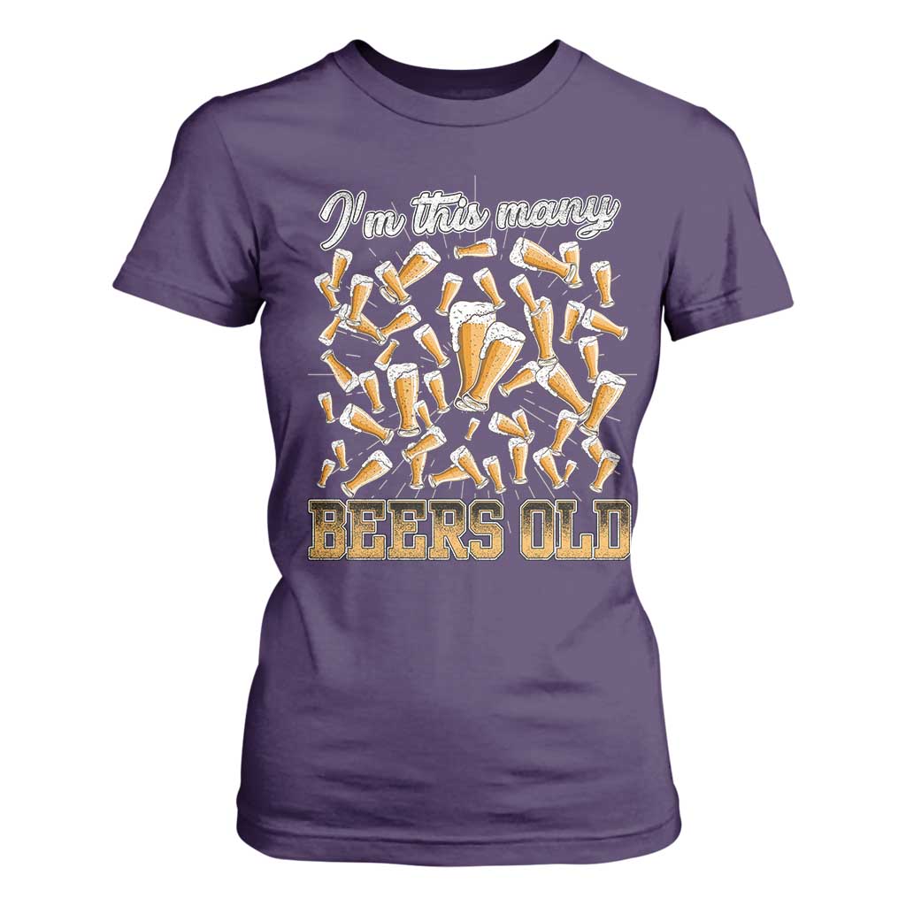 Funny Beer Lover 50th Birthday T Shirt For Women I'm This Many Beers Old TS09 Purple Print Your Wear