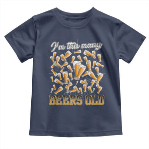 Funny Beer Lover 50th Birthday Toddler T Shirt I'm This Many Beers Old TS09 Navy Print Your Wear