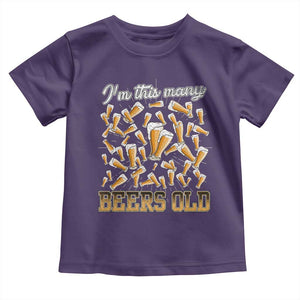 Funny Beer Lover 50th Birthday Toddler T Shirt I'm This Many Beers Old TS09 Purple Print Your Wear