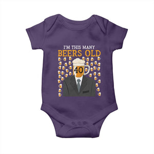 Funny 40th Birthday Drinking Baby Onesie I'm This Many Beers Old TS09 Purple Print Your Wear