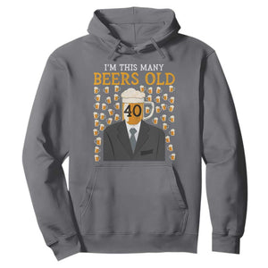 Funny 40th Birthday Drinking Hoodie I'm This Many Beers Old TS09 Charcoal Print Your Wear