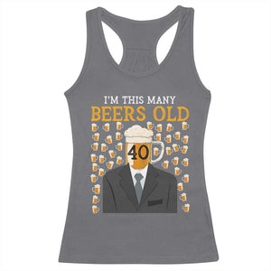 Funny 40th Birthday Drinking Racerback Tank Top I'm This Many Beers Old TS09 Charcoal Print Your Wear