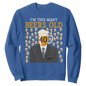Funny 40th Birthday Drinking Sweatshirt I'm This Many Beers Old TS09 Royal Blue Print Your Wear