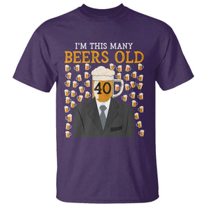 Funny 40th Birthday Drinking T Shirt I'm This Many Beers Old TS09 Purple Print Your Wear