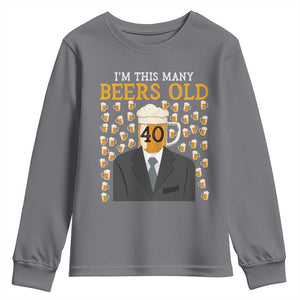 Funny 40th Birthday Drinking Youth Sweatshirt I'm This Many Beers Old TS09 Charcoal Print Your Wear