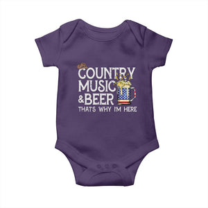 Funny Country Music And Beer Baby Onesie That's Why I'm Here TS09 Purple Print Your Wear