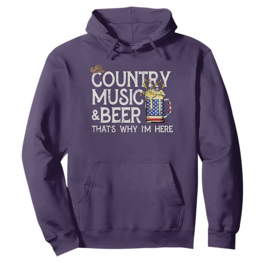 Funny Country Music And Beer Hoodie That's Why I'm Here TS09 Purple Print Your Wear