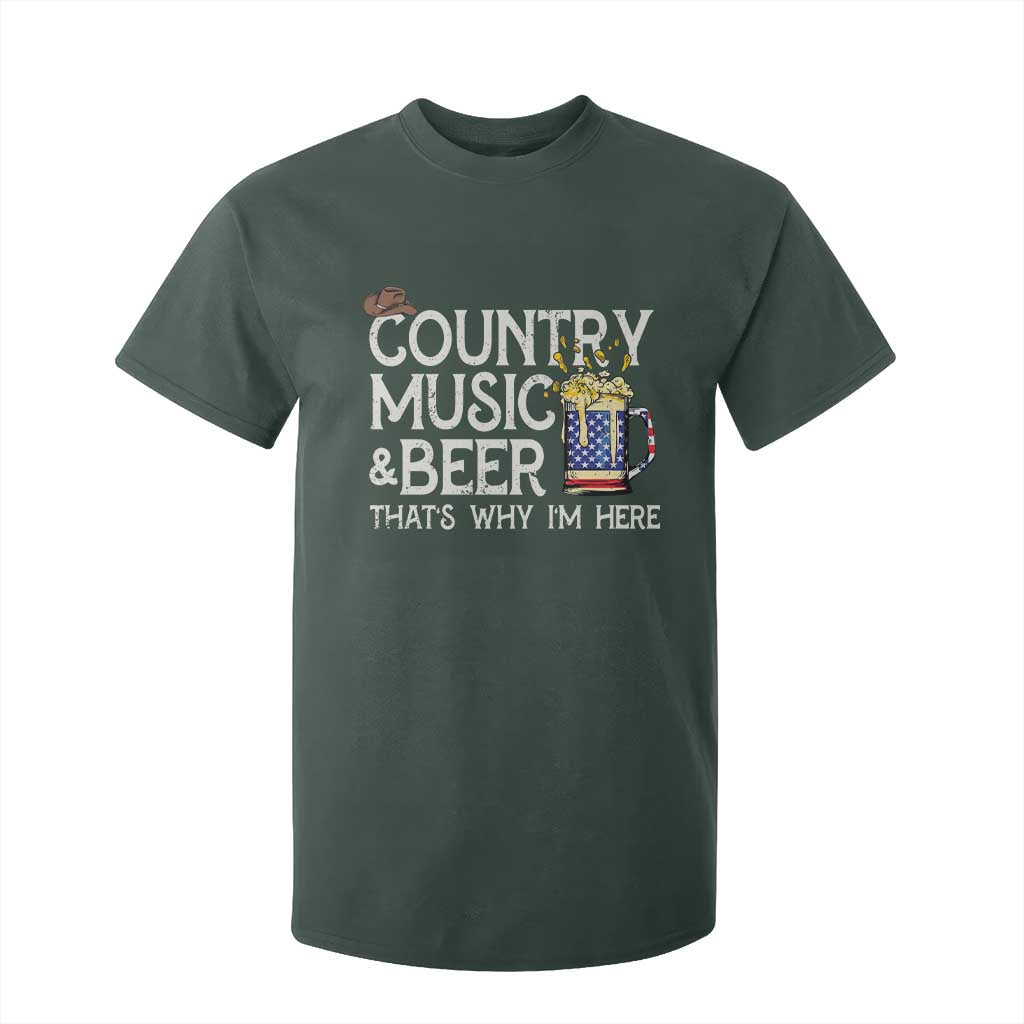 Funny Country Music And Beer T Shirt For Kid That's Why I'm Here TS09 Dark Forest Green Print Your Wear