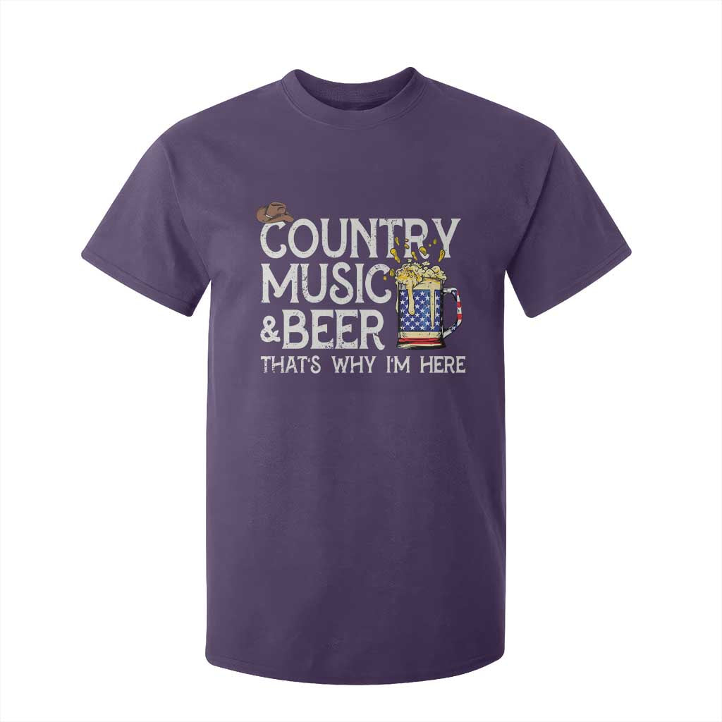 Funny Country Music And Beer T Shirt For Kid That's Why I'm Here TS09 Purple Print Your Wear