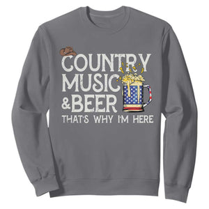 Funny Country Music And Beer Sweatshirt That's Why I'm Here TS09 Charcoal Print Your Wear