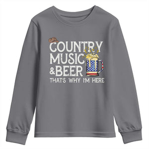 Funny Country Music And Beer Youth Sweatshirt That's Why I'm Here TS09 Charcoal Print Your Wear